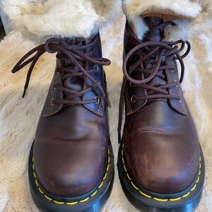 Brown Leather Fur-Lined Doc Martens